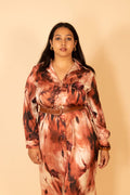 Brown Printed Midi Dress