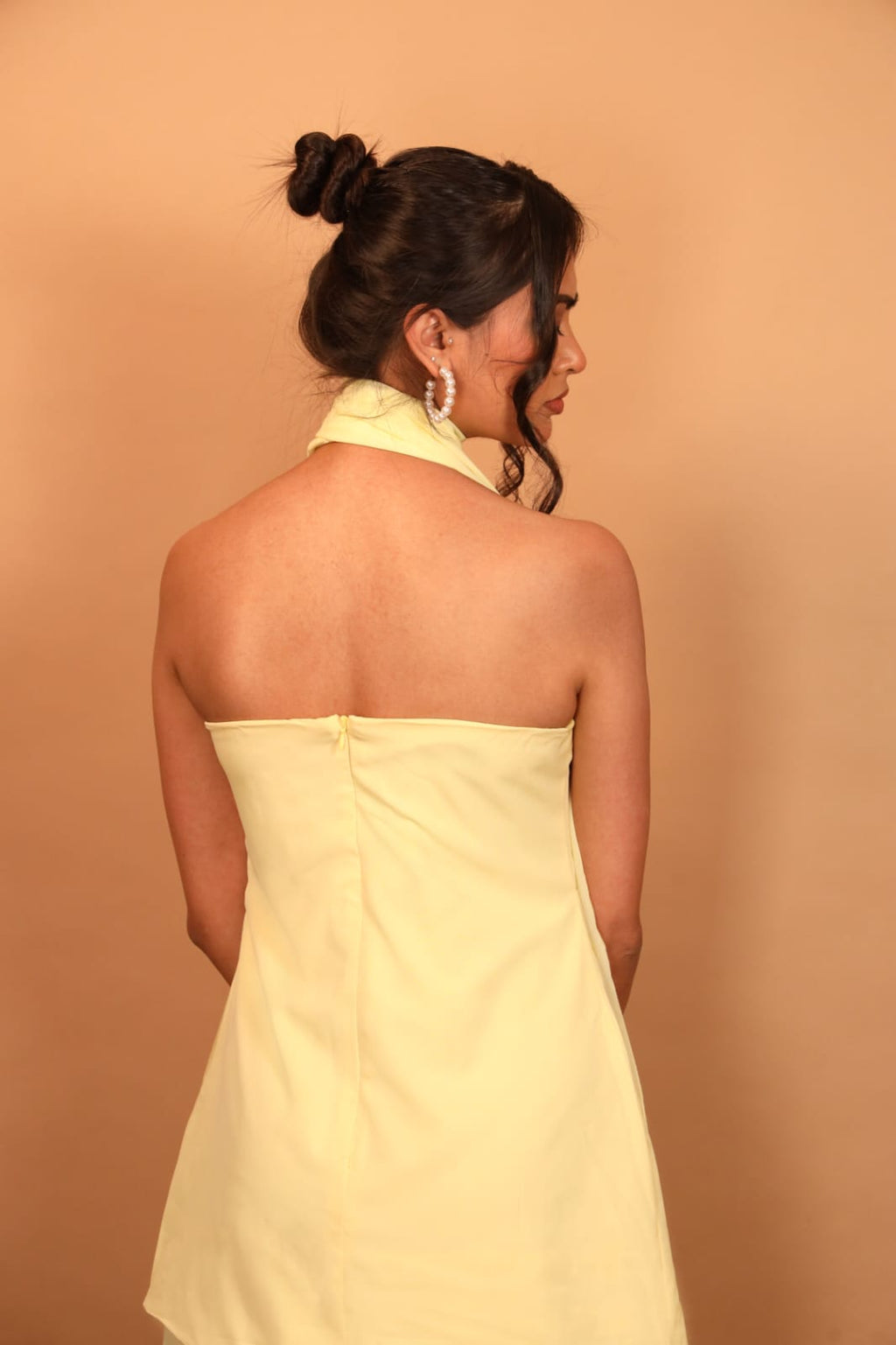 Pastel Yellow Halter Neck Maxi Dress