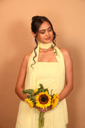Pastel Yellow Halter Neck Maxi Dress