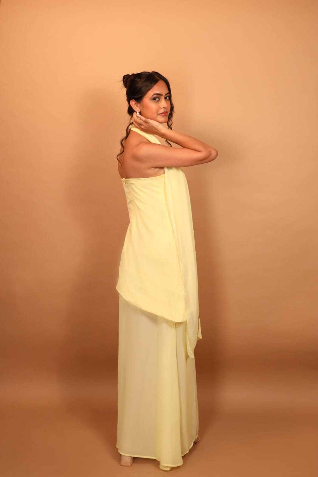 Pastel Yellow Halter Neck Maxi Dress