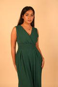 Deep Green Pleated Maxi Dress