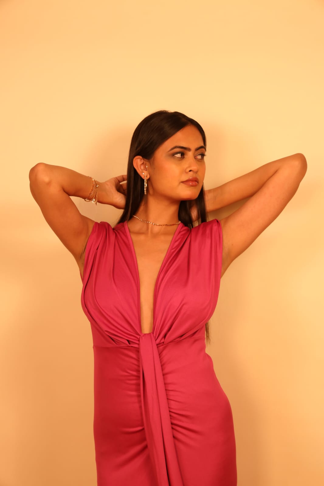 Elegant Deep V-Neck Bodycon Maxi Dress