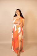 One-Shoulder Printed Maxi Dress with Slit